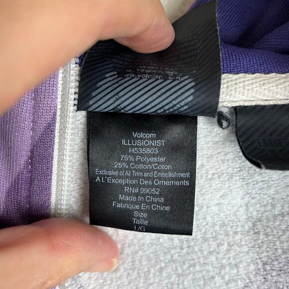 Volcom Hoodie Full Zip Size Large Purple Gray Sweatshirt Jacket - Picture 8 of 8